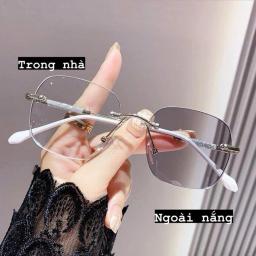 Gọng kính không viền thời trang, gọng kim loại phối nhũ, đổi màu khi ra nắng mã M30 5