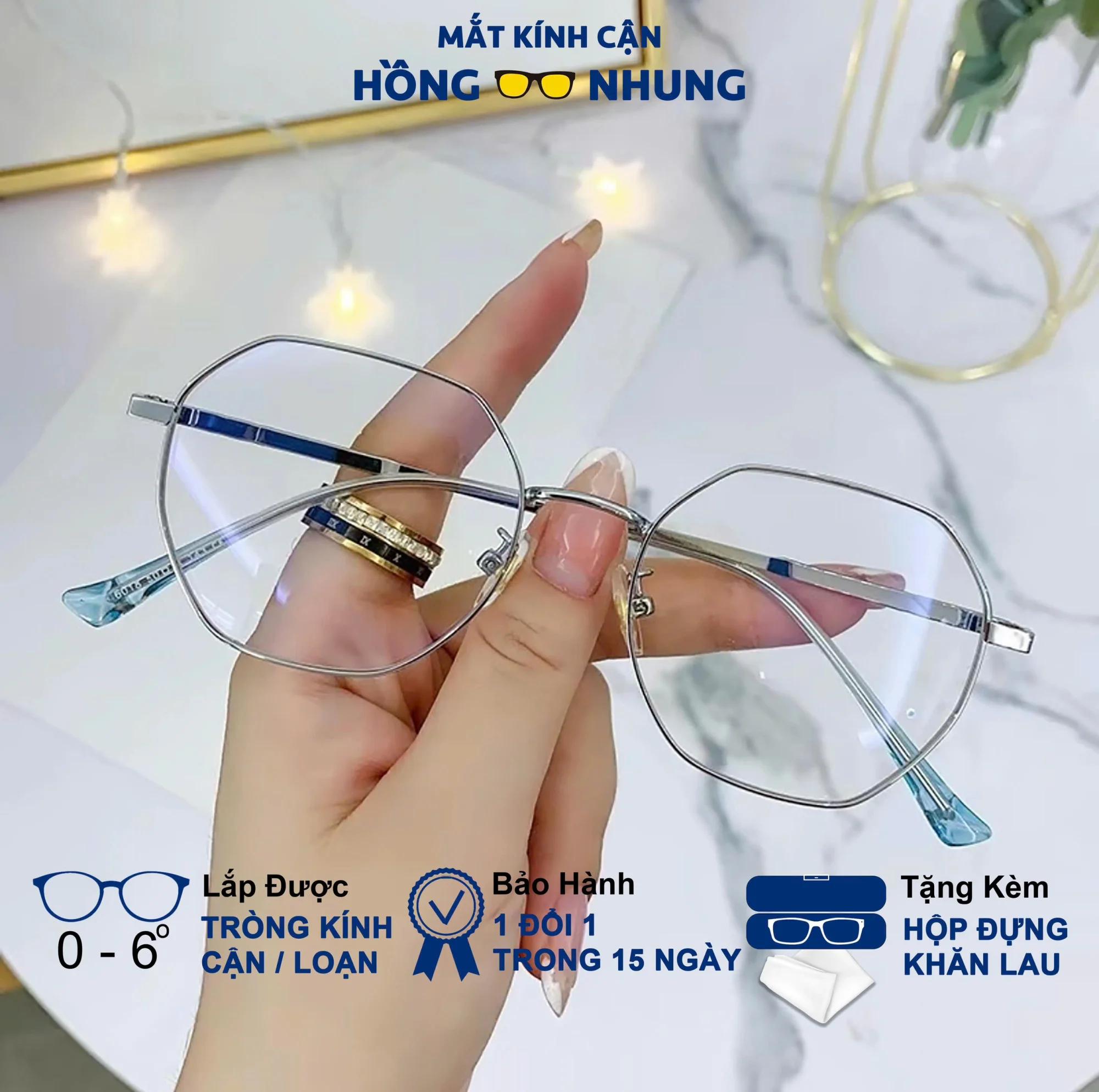 Gọng Kính Nữ Đa Giác Siêu Nhẹ Cho Mặt Nhỏ Gọng Kim Loại Mảnh Mã M26