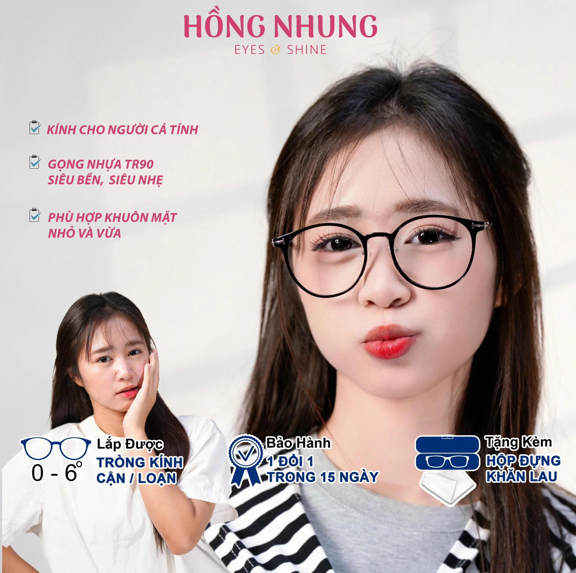 Gọng kính dáng tròn dành cho mặt vừa và nhỏ chất liệu nhựa M21