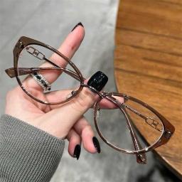 Gọng kính nữ dáng mắt mèo thời trang cao cấp Hàn Quốc chất liệu kim loại kết hợp nhựa M63 6