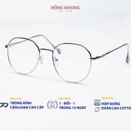 Gọng kính nữ thời trang tròn góc cạnh dành cho mặt vừa và to chất liệu kim loại M6 4