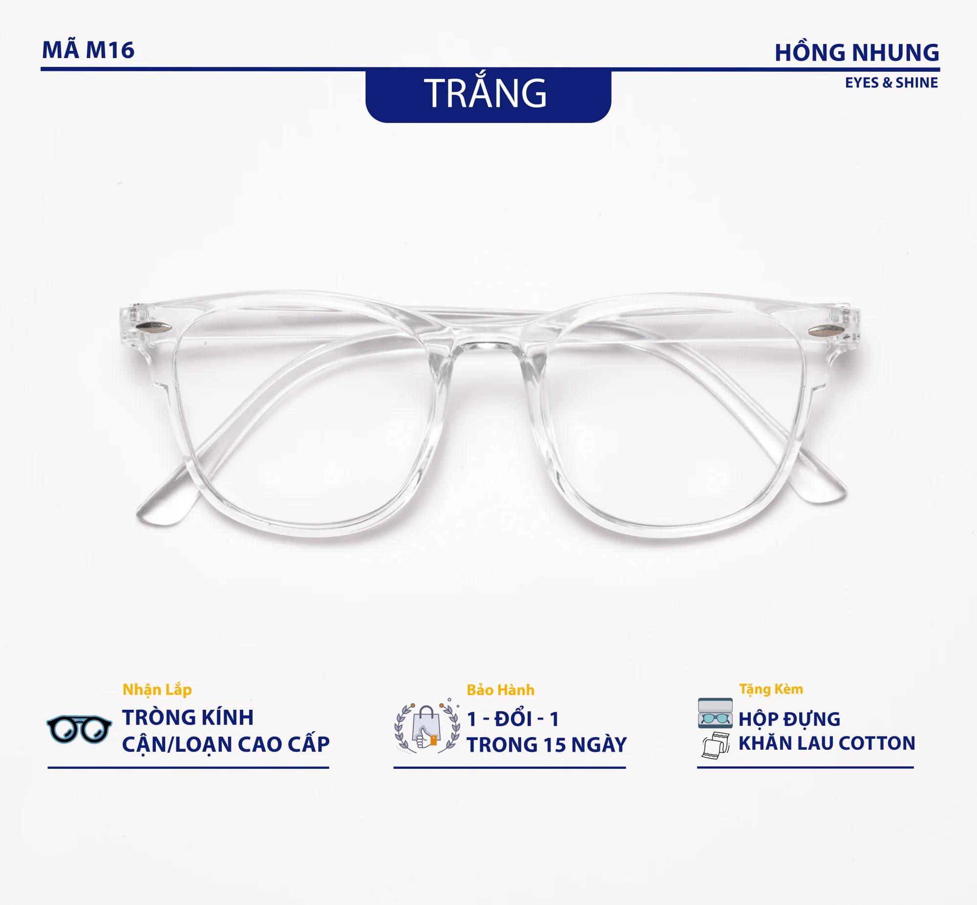 Gọng kính nam nữ dáng vuông nhỏ chất nhựa dẻo phụ kiện thời trang M16