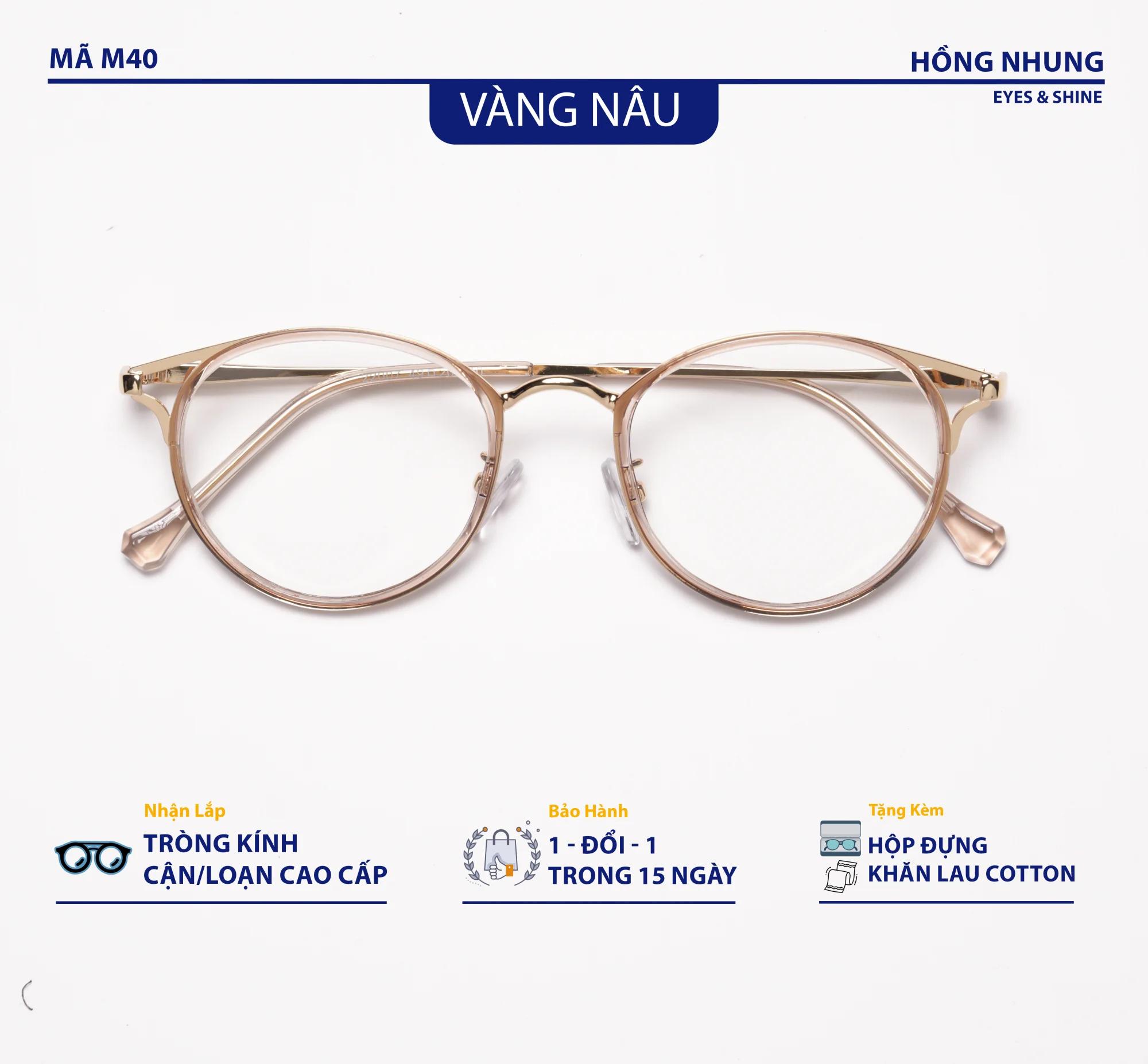 Gọng kính mắt mèo Kính cận cho người mặt vừa và nhỏ chất liệu kim loại cao cấp mã M40