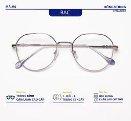 Gọng kính nữ thời trang tròn góc cạnh dành cho mặt vừa và to chất liệu kim loại M6 3