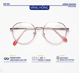 Gọng kính nữ thời trang tròn góc cạnh dành cho mặt vừa và to chất liệu kim loại M6 1