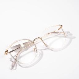 Gọng kính cận nữ 23001 mắt mèo bán viền – Gọng kính kim loại thời trang Hàn Quốc 7