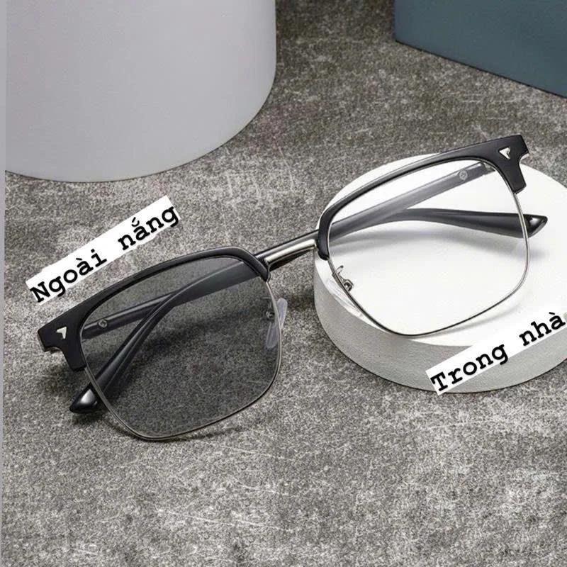 Gọng kính nam nữ dổi màu khi ra nắng dáng kính nửa gọng chất liệu gọng titan không gỉ M31