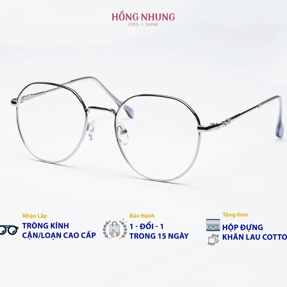Gọng kính nữ thời trang tròn góc cạnh dành cho mặt vừa và to chất liệu kim loại M6