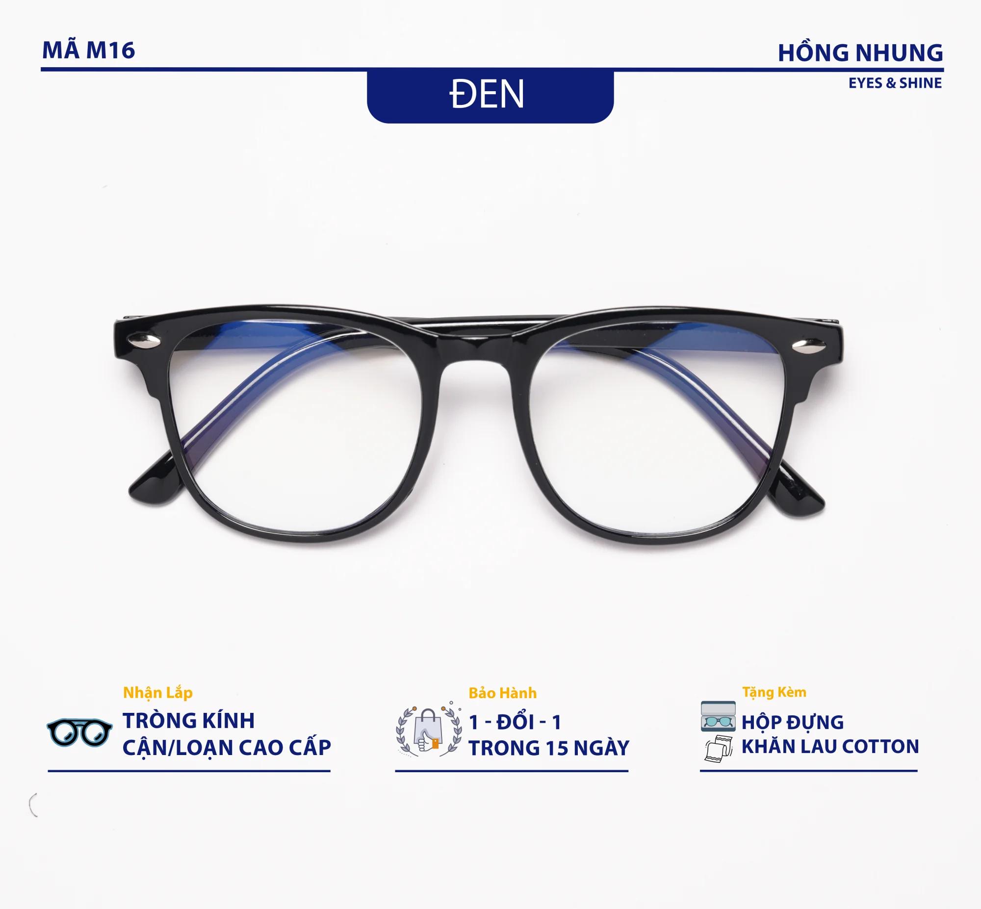 Gọng kính nam nữ dáng vuông nhỏ chất nhựa dẻo phụ kiện thời trang M16