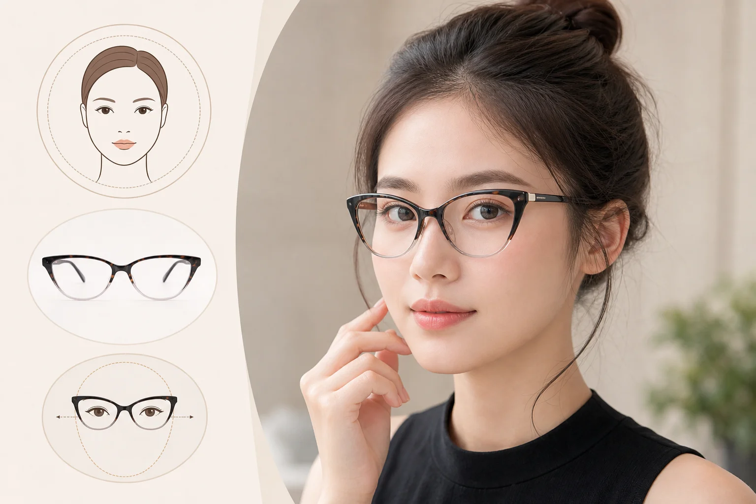 Mặt tròn đeo kính mắt mèo có hợp không?