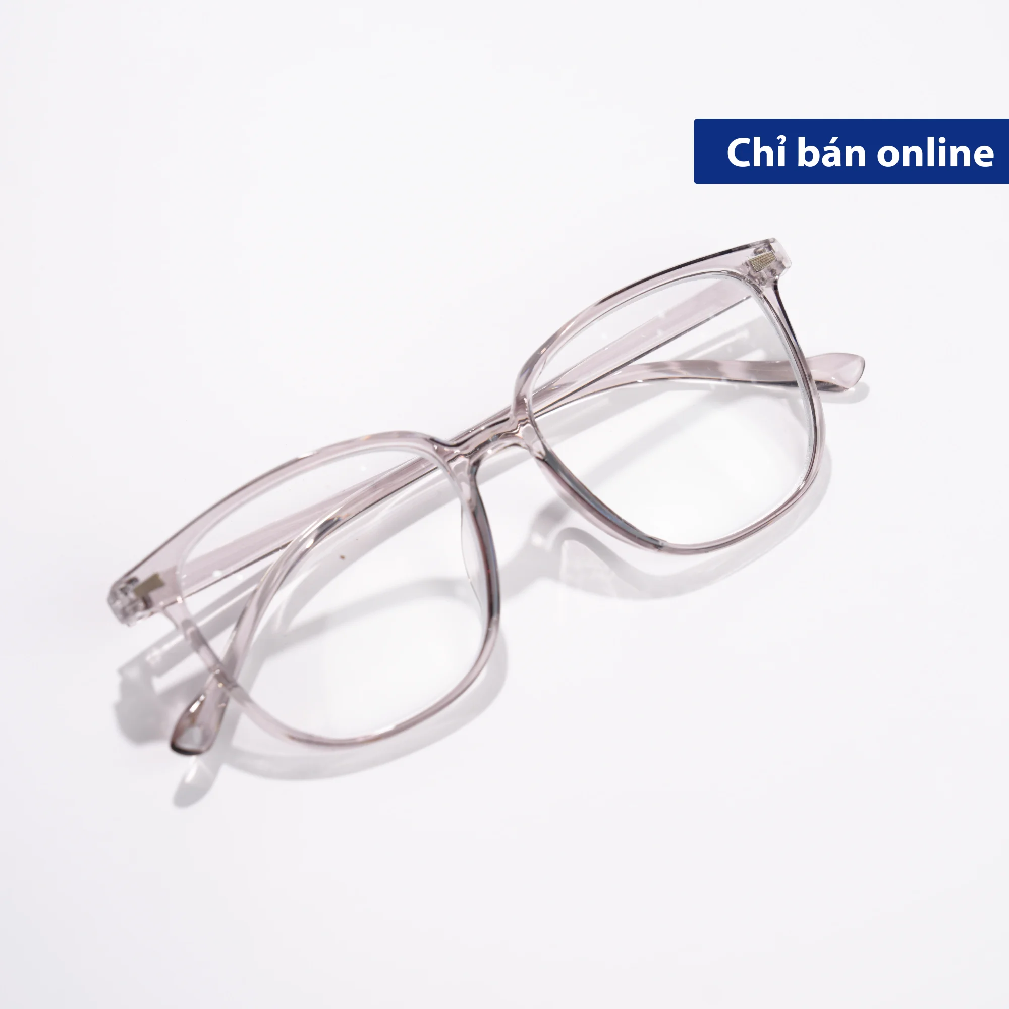 Gọng nhựa MS0023 form vuông màu trong, nhìn nghiêng