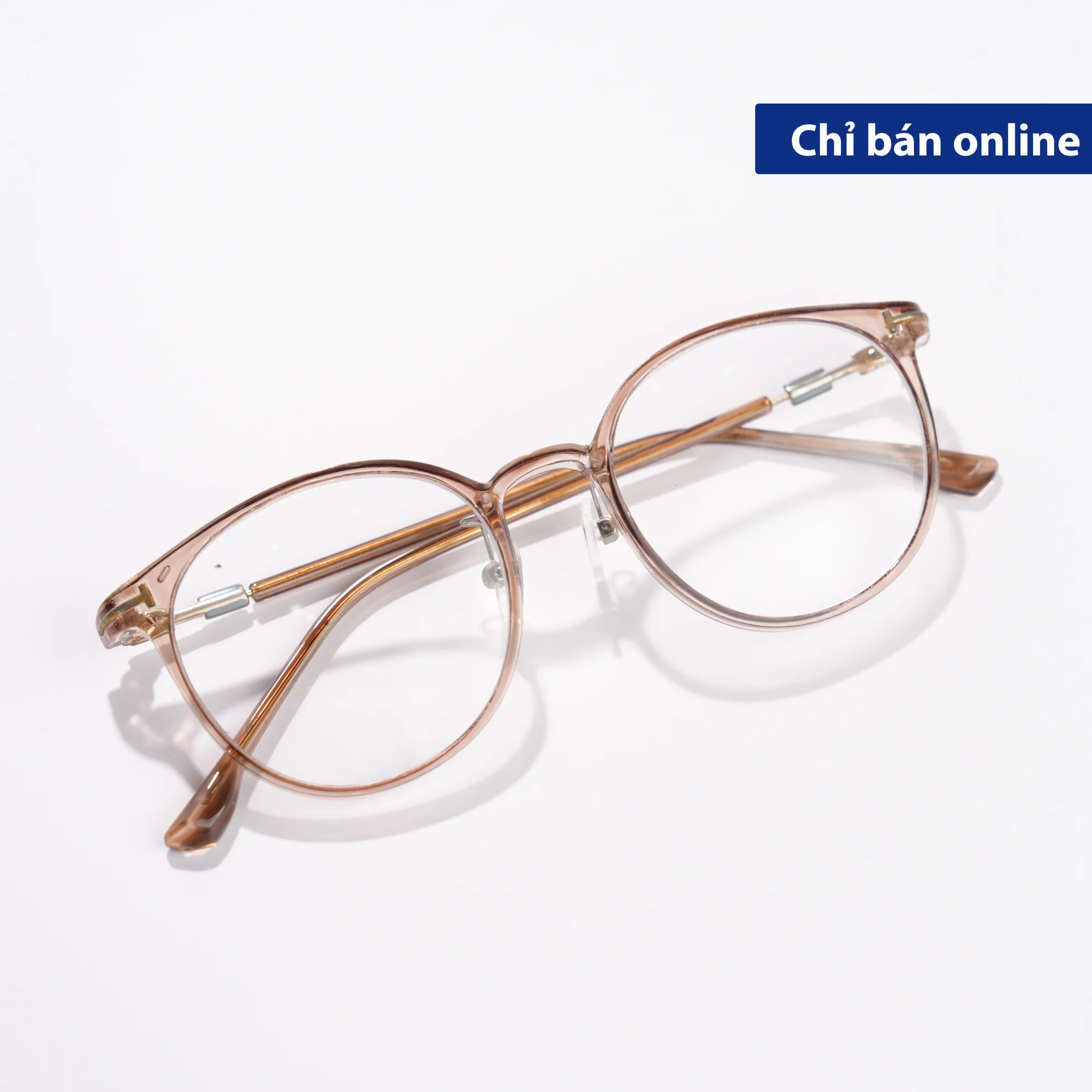 Gọng kính MS021 dáng tròn màu nâu trong, nhìn nghiêng