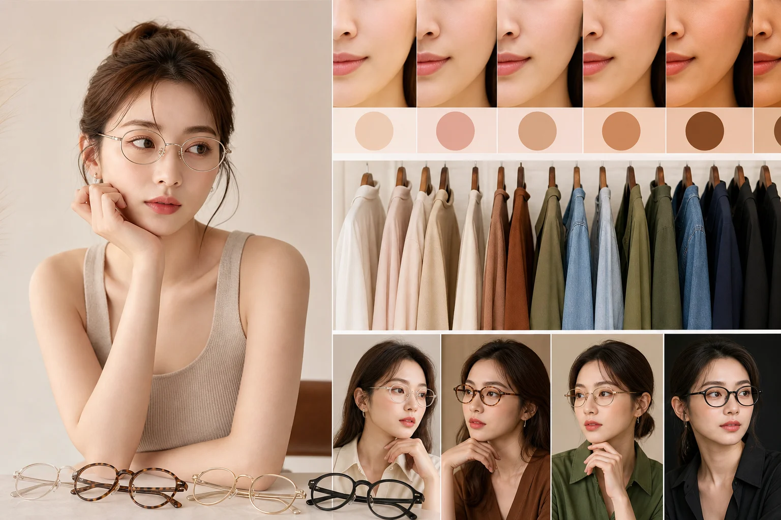 3. Chọn màu gọng theo tông da và tủ đồ