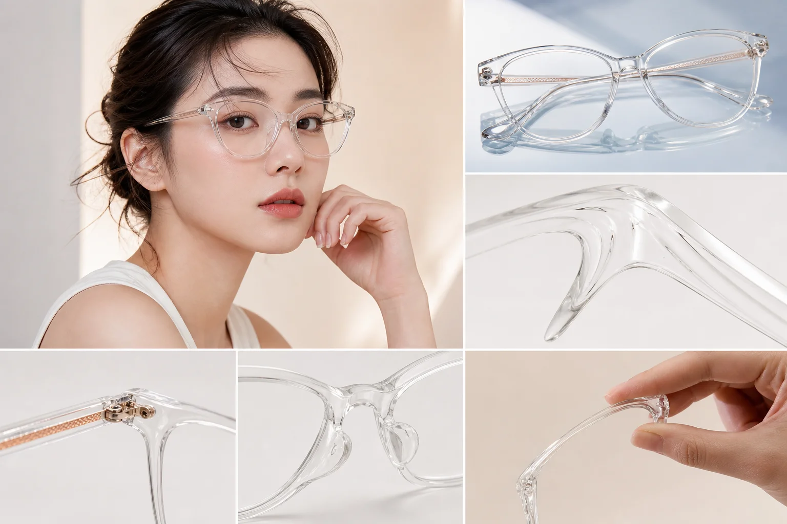 Chất liệu và cảm giác đeo của gọng kính trong suốt