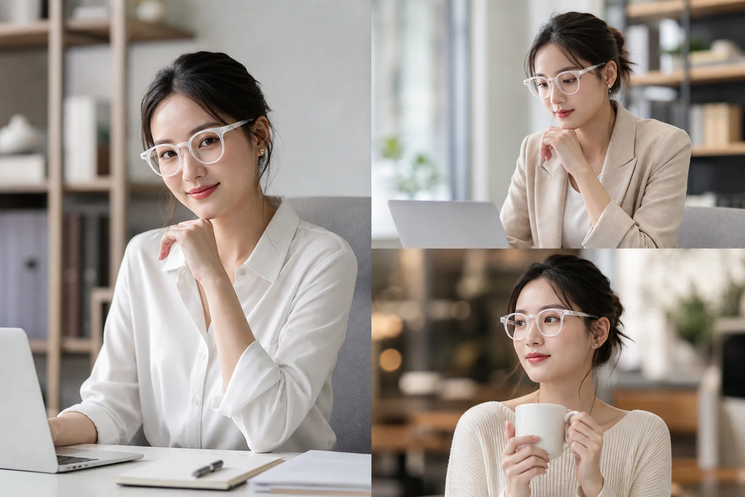 Kính gọng trắng trong môi trường công sở và đời sống hằng ngày