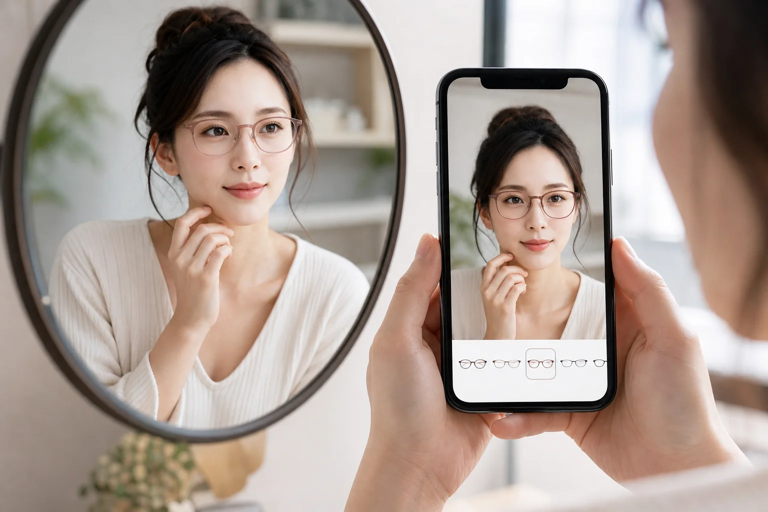 Hướng dẫn thử kính online để so sánh gọng phù hợp với khuôn mặt trái tim