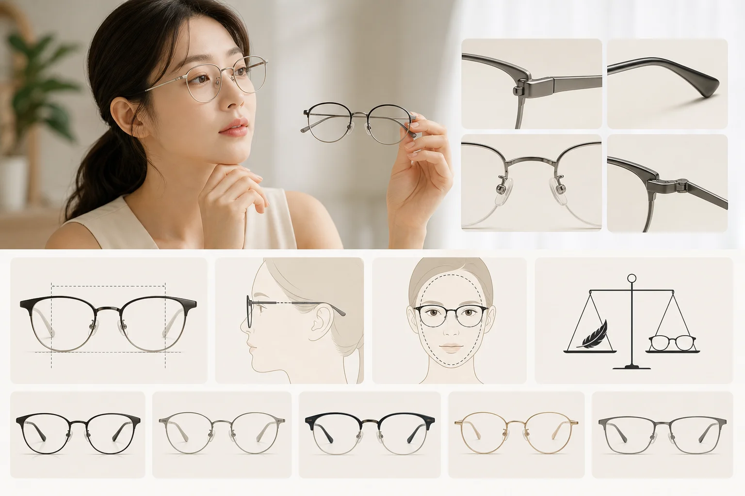 Các kiểu gọng titan mảnh và cách chọn theo dáng mặt và độ vừu