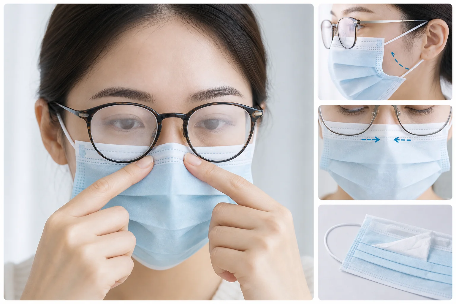 Cách đeo khẩu trang để hạn chế kính bị mờ