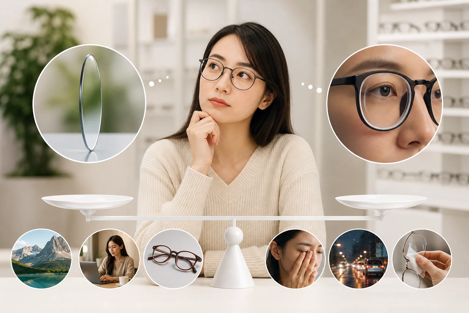 Cân nhắc chọn tròng kính theo độ kính, kiểu gọng và ngân sách