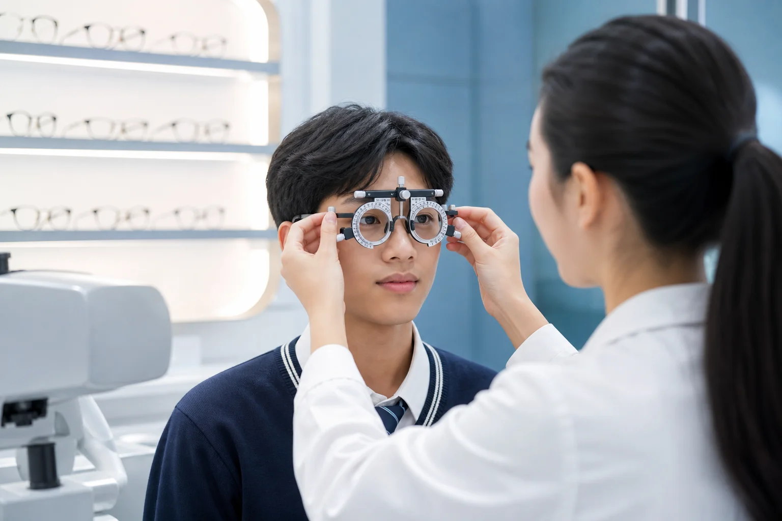 Đo thông số lắp kính sau khi chỉnh gọng