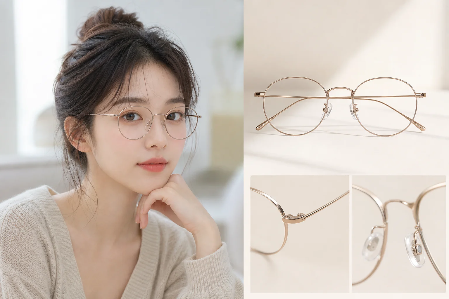 Gọng kim loại mảnh: nhẹ về thị giác